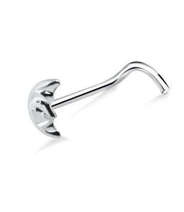 Crescent Moon Shaped Silver Curved Nose Stud NSKB-640